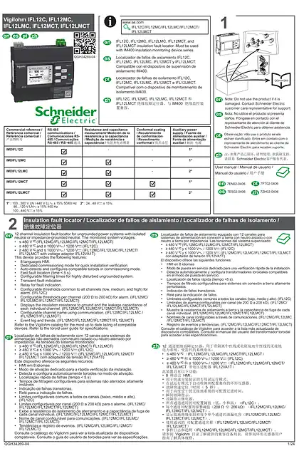 schneider施耐德Vigilohm IFL12C_IFL12MC_IFL12LMC_IFL12MCT Instruction Sheet